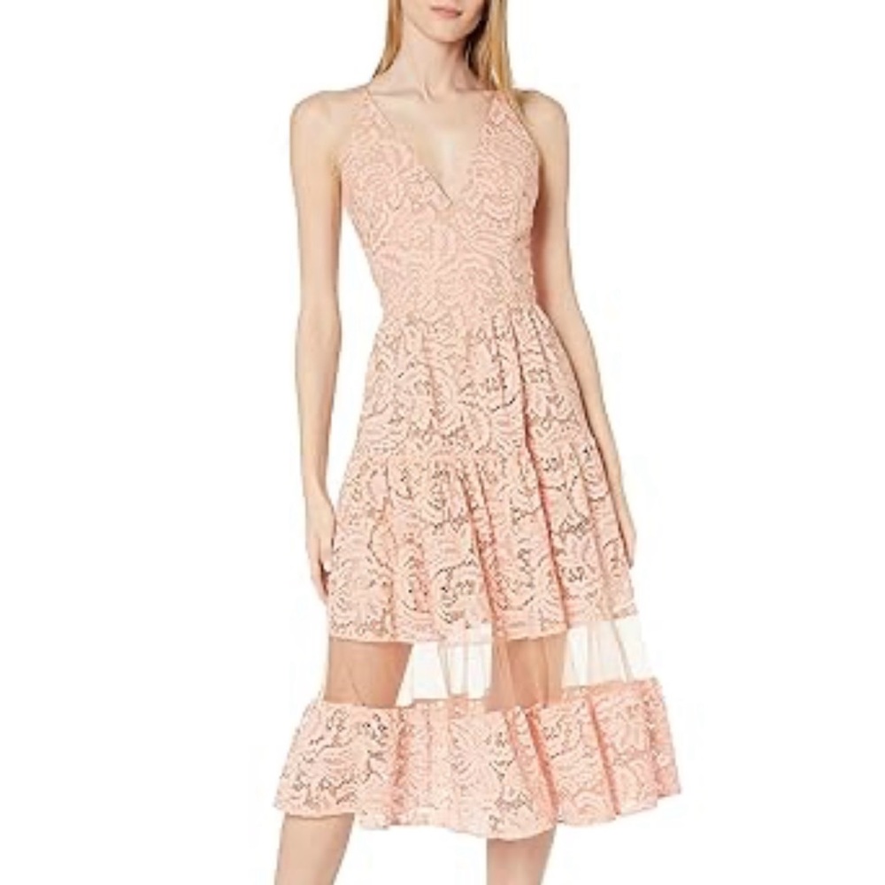 Dress the Population Blush Lace Midi Dress-Medium